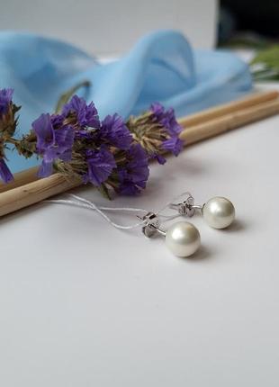 Срібні цвяхи з перлами с2дж/4221 фото