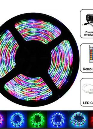 Светодиодная led лента rgb с пультом и блоком питания 3528 5м.