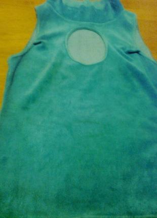 Красивая велюровая кофта  изумрудного цвета с вырезом впереди,100% коттона