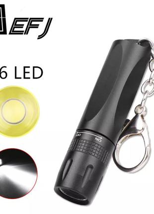 Мини карманный брелок-фонарик для ключей + карабин premium aluminum d7 черный1 фото