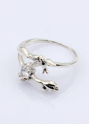 Серебряное кольцо птица с фианитом1 фото