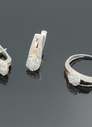 Срібний комплект із золотом квітка життя