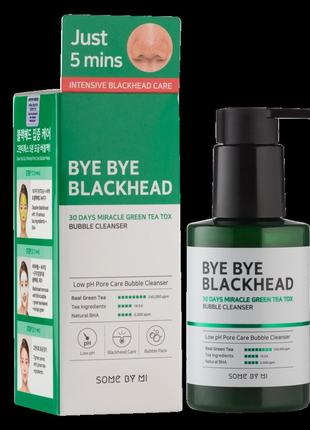 Кислородная маска-пенка для лица от чёрных точек some by mi bye bye blackhead 30 days miracle green tea tox2 фото