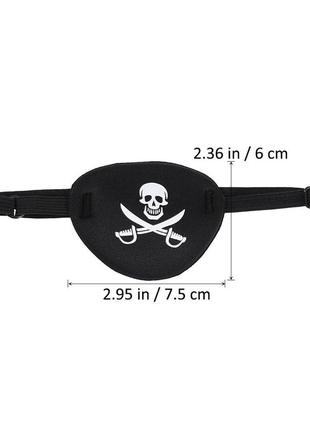Очна пов'язка на резинці на одне око , окклюдер , маска пірата - хеллоуїн3 фото