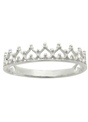 Серебряное кольцо "корона сердечек"
