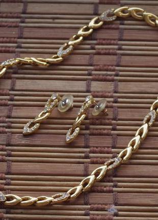 Індійський набір прикрас колосок (підвіска та сережки) позолота 24 карати