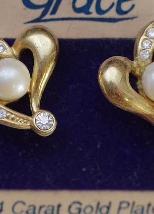 Серьги сердце . позолота. индия