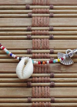 Індійський браслет на ногу з черепашками каурі2 фото