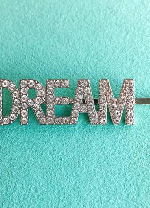 Заколка-невидимка з сріблястого металу зі словом dream zhimly сріблястий