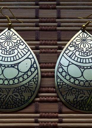 Сережки крапля, гравіювання індія