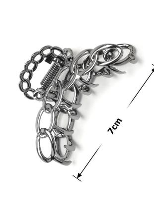 Краб для волосся металевий петля сріблястий fashion 7 см