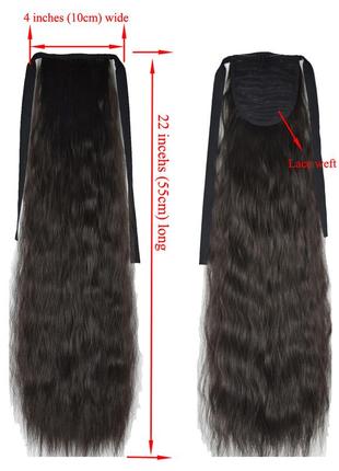 Хвост, шиньон на ленте из искусственных волос, гофре 604 фото