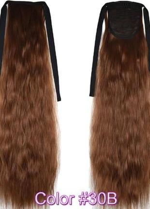 Хвост, шиньон на ленте из искусственных волос, гофре 30b2 фото