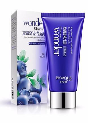 Антиоксидантна пінка для вмивання bioaqua з екстрактом чорниці wonder cleanser, 100г1 фото