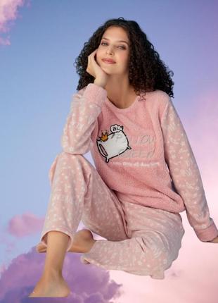Теплая женская  пижама arcan-11115-2 пудровый