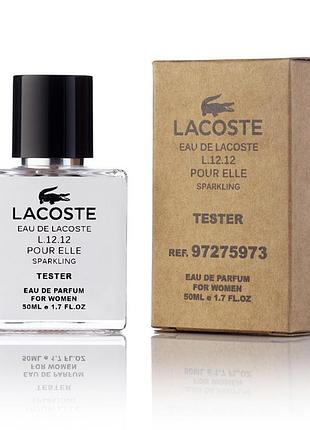 Тестер женский eau de lacoste l.12.12 pour elle sparkling/ лакост еау де л. 12.12 спарклинг / 50 мл