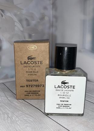 Тестер мужской lacoste l.12.12 pour elle sparkling / лакост еау де л. 12.12 пур елле спарклинг/ 50 мл