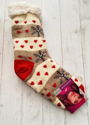 Шкарпетки жіночі з хутра беж. сніжинки, 35-38, 39-41