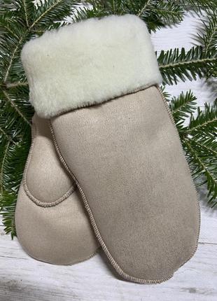 Рукавички жіночі з овечої шерсті блідо-рожеві