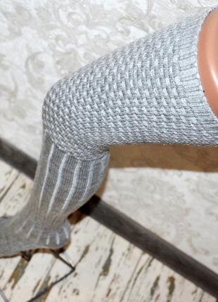 Эффектные серые женские гольфы выше колена для зимней фотосессии, серые высокие гетры