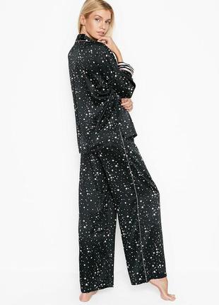 Размер l (48-50). черная женская сатиновая пижама victoria's secret (виктория сикрет) оригинал, сша2 фото