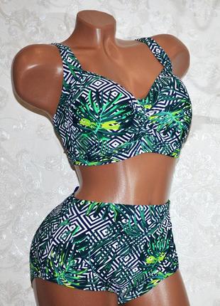 62 размер. модный женский купальник с листьями папоротника, раздельный, мягкая чашка, без косточек