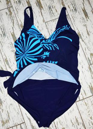 Большой размер 62. синий цельный женский купальник с открытой спиной, с чашкой10 фото