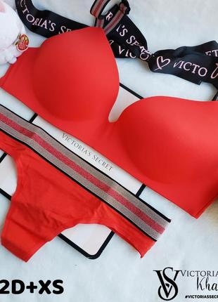 Акция к новому году!!! комплект белья красный р.32d xs victoria's secret