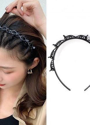 Обруч на голову с клипсами-заколками для плетения косичек