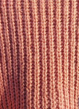Рожевий в'язаний джемпер светр масивної в'язки з високим коміром tu woman8 фото