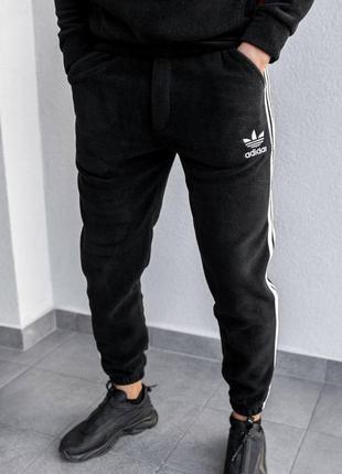 Чоловічі зимові спортивні штани на флісі adidas чорні