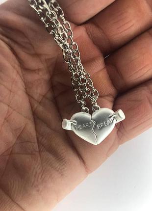 Кулоны подвески для влюбленных с магнитом silver