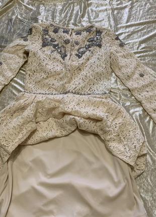 Гипюровое нарядное расшито бисером платье asos 36 размер5 фото