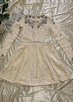 Гипюровое нарядное расшито бисером платье asos 36 размер4 фото