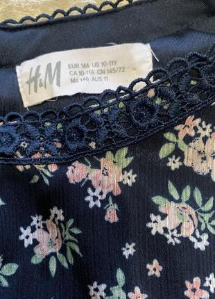 Нежная шифоновая блуза на подкладке рубашка h&m на 10-11 лет.3 фото