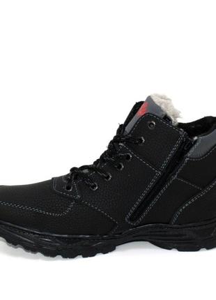 Чорно-сірі зимові чоловічі черевики (зима 2022-2023) для чоловіків,зручні,комфортні,стильні5 фото