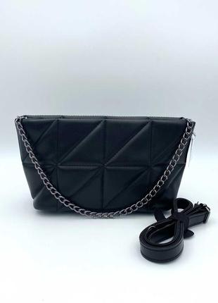 Модная женская маленькая сумка корзинка на цепочке молодежная черная небольшая сумочка на плечо