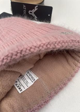 Тепла зимова ангорова жіноча шапка ангора на флисі atrics утеплена2 фото