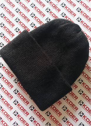 Розпродаж чоловіча в'язана шапка шапочка подвійна з відворотом середньої щільності чорна