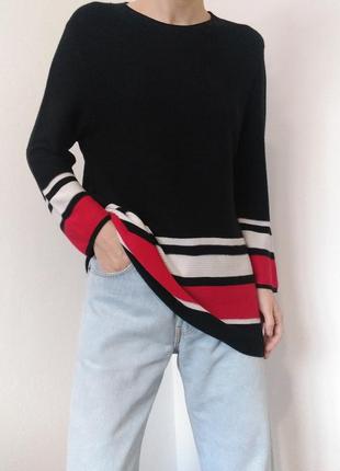 Чорний светр бавовна джемпер в полоску gerry weber шовковий светр джемпер пуловер реглан лонгслів кофта вязаний светр шовк светр в полоску