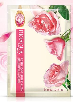 Маска-салфетка для лица увлажняющая с розой bioaqua rose moisturizing mask (30г)1 фото