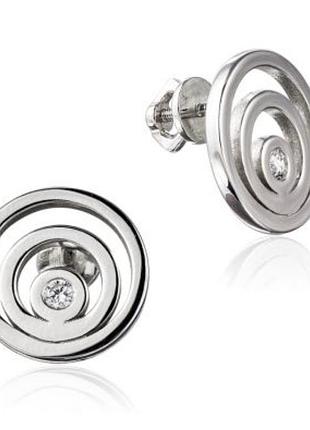 Серебряные сережки, серьги пуссеты, абстракция