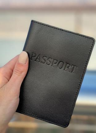 Обложка на паспорт кожаная мужская hc-05 (черная)8 фото