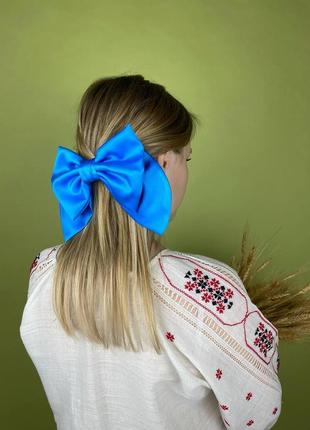 Большой голубой luxury бант - украшение для волос от my scarf