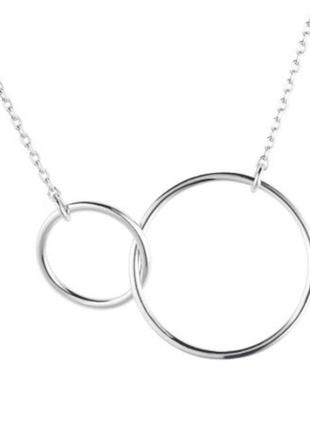 Нежное серебряное колье, кольца, круги