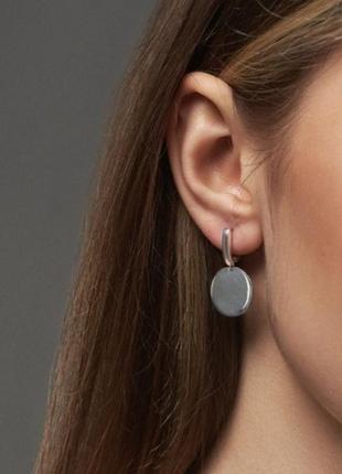 Серебряные серьги, асимметрия, минимализм, монеты