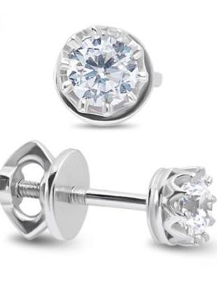 Серебряные сережки, серьги пуссеты, серьги короны