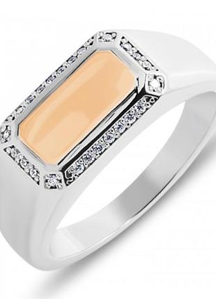 Серебряная печатка с золотой напайкой, мужское кольцо