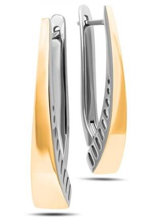 Серебряные серьги, сережки с золотыми вставками