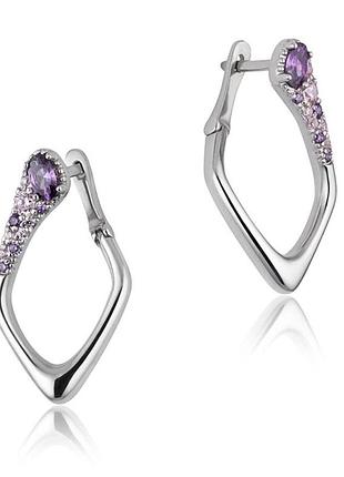 Срібні сережки, шикарні сережки, ромб, хіт